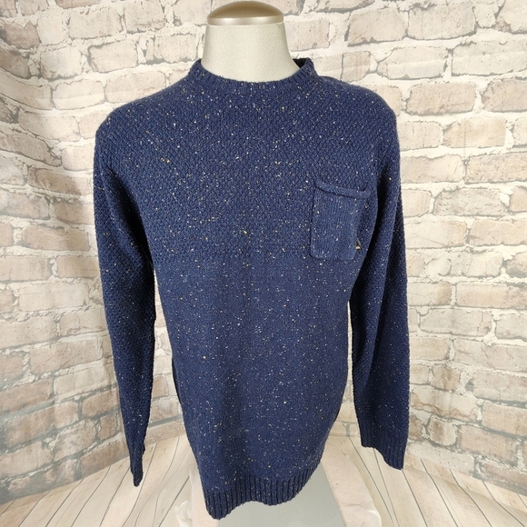 Quicksilver Cotton Wool Crewneck Pullover Sweater Speckled Yarn Navy Size Large - Picture 4 of 15